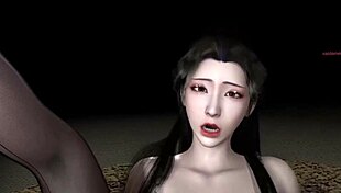 3D cute Asian cosplay slut sucking big dick!