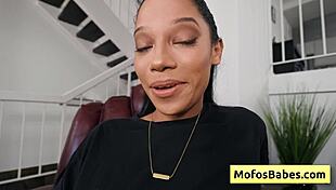 Eden West, the sexy ebony slut, sucks a monster white cock and loves it deep in her black cunt.