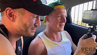 Four homeless guys bang a student hard on the beach