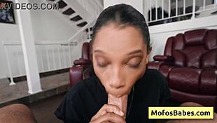 Eden West, the sexy ebony slut, sucks a monster white cock and loves it deep in her black cunt.