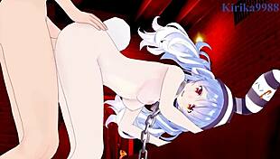 Nekomata Okayu and Usada Pekora intense sex in hololive vtuber hentai with big tits