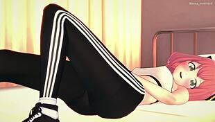 Anya finishes exercises and gets hot in adult hentai