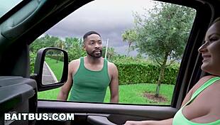 Muscular hunk tricked into gay interracial spreading in van