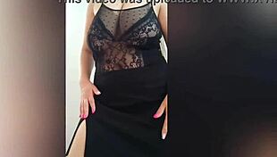 i'm a busty beauty in black clothes, flaunting my big natural tits.