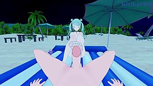 Hatsune miku from vivid bad squad gets intense sex in hentai creampie scene