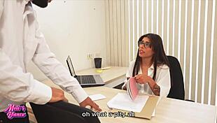 I show my ass to the boss for a raise and he fucks me hard with cum on ass