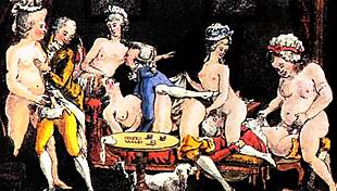 Vintage erotic drawings depict sensual scenes