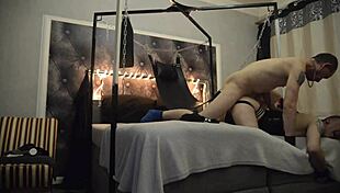 Slingfuck bareback action with big cock in Berlin.