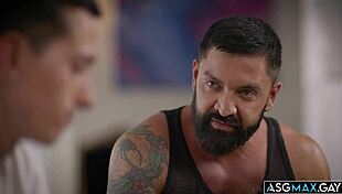 Stepdad Dominic Pacifico, ready for intense bareback with Nicholas Adams?