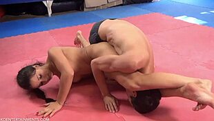 denise sky vs sunny in cuckold wrestling domination 😈