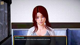 Anime hentai features redhead with big tits in homemade game