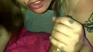 Latina slut gives deepthroat blowjob and swallows cock.