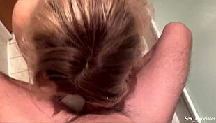 My hot milf stepmother caught me spying on her in the shower in a shared hotel room.