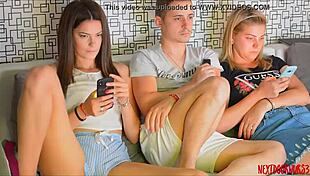 Couple threesome on webcam