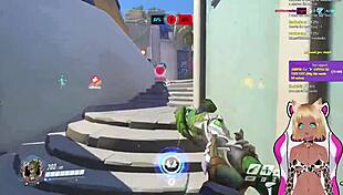 vtuber lewdneko gets spanked playing overwatch in hentai anime