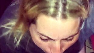 Beautiful girlfriend performs sloppy deepthroat on friend's cock until he cums in her pretty face and she swallows