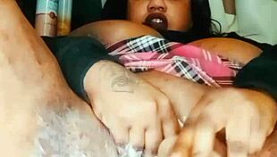 chubby queen enjoys a relaxing creaming session