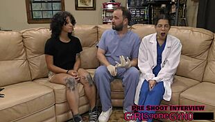 Nicole Luva, Dr. Aria Nicole struts in naked for wild gyno exam