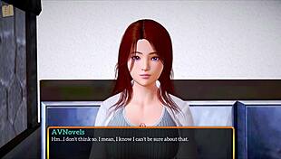 Anime hentai features redhead with big tits in homemade game