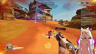 vtuber lewdneko gets spanked playing overwatch in hentai anime