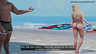 3D Rubia with Big Tits Fucking on Beach