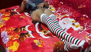On christmas day, a delicious indian engages in masturbation against the system while wearing latin underwear.