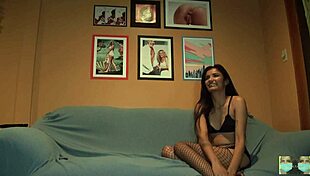 Watch This Asian Amateur Give Blowjob And Finger Pussy In Fishnets!