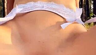 I Crave This Blonde in Fishnets Getting Ass Fucked and Creampied in the Woods - Mia Bandini.