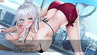 Two people engage in erotic role-play game with 30-minute limit in bubble bath.