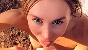 I Crave This Blonde in Fishnets Getting Ass Fucked and Creampied in the Woods - Mia Bandini.