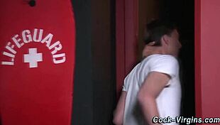 Gay newbie teen receives facial in first hardcore blowjob