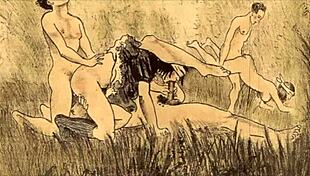 Vintage Erotic Illustration with Retro Anime Charm