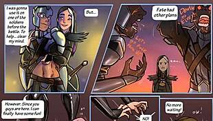 Anime hentai features two girls and a prince in group threesome with big tits