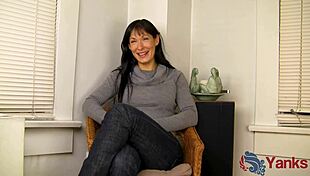 Fit shy angela james humps the counter to multiple orgasms 😍