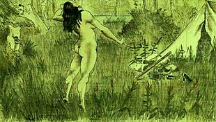 Vintage Erotic Illustration with Retro Anime Charm