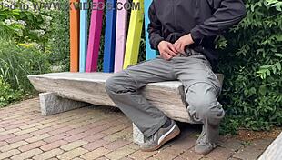 Sexy Milf Lets Me Cum on the Bench