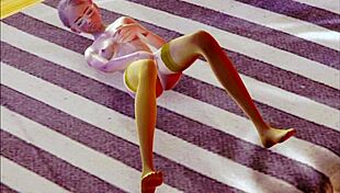 teen in stockings performs solo masturbation in 3d hentai anime style