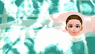 Anime woman bathing in public sento