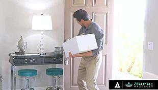 Naughty teen 18+ savannah sixx gives stepdad nuru massage, oiled and deepthroating.