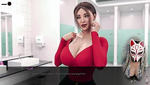 Hey, that sexy secretary with huge boobs is playing upskirt games