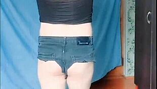 sissy crossdresser rides in sexy dress with big ass