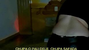 Husband films his wife sucking an 18-year-old guy with Portuguese subtitles.