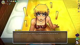 hornycraft parody where femdom gets her face covered in cum