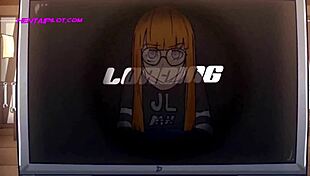 petite redhead playing videogames ignores the boner between her legs in 3d animation