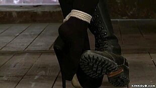 Tied Big Tits Slave Endures Harsh Caning