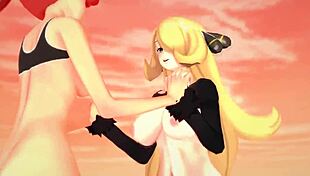 Pokemon Threesome Adventure With Flannery And Cynthia
