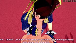 chun-li gets blowjob and fucking in street fighter pov fantasy