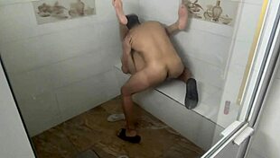 naked young mexican twink showers in gay sauna. jerks off fetishically.