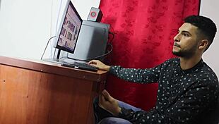 interview with new slim brunette girl, boss gives her a butt massage - perlahot69