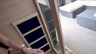 Having steamy sauna fun with friend's hot mom Cory Chase